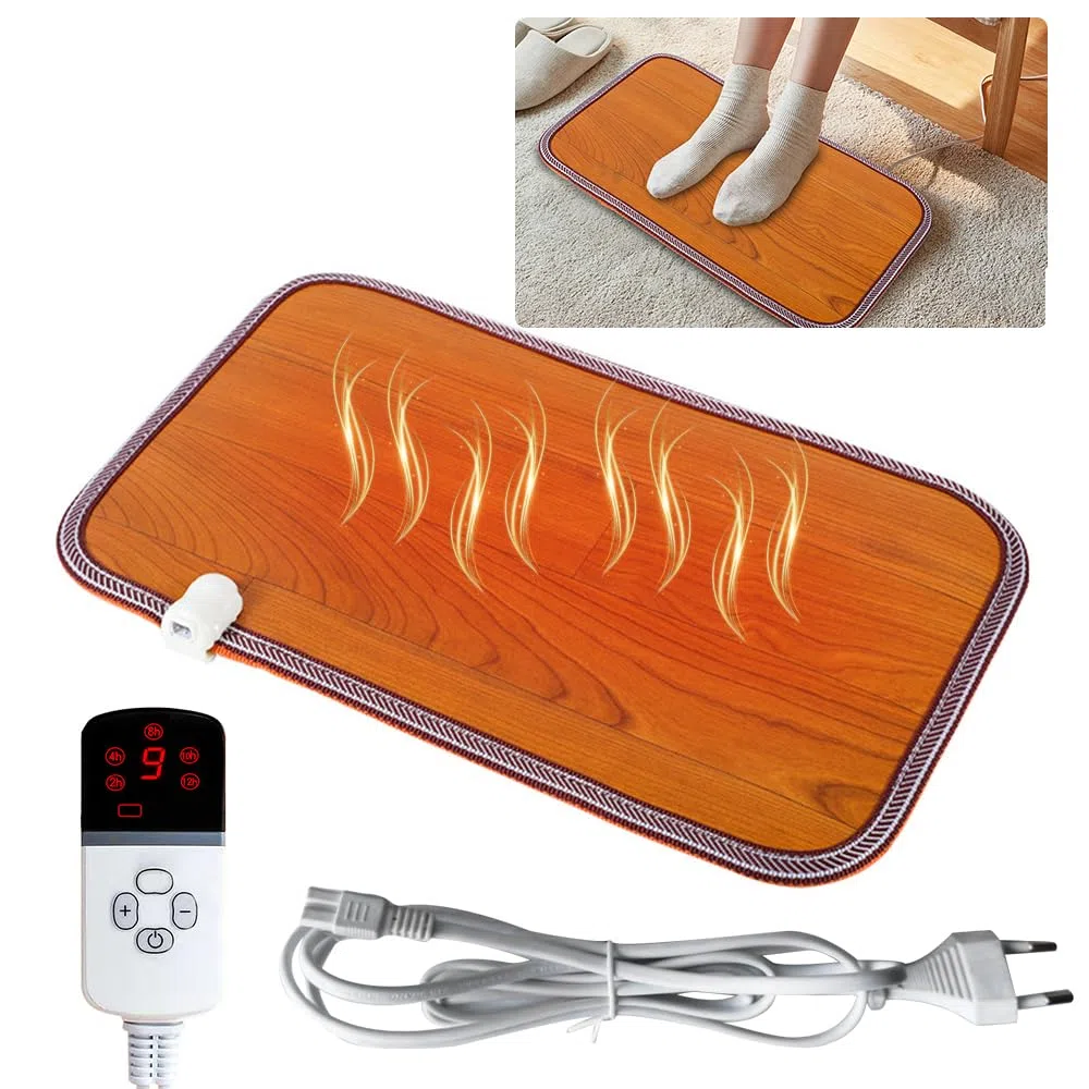 Calentador de Pies, 50x30cm Calienta Pies Electrico, Calentador Pies Electrico, Alfombra Calefactada con Termostato, Calentador de Pies Eléctrico para la Oficina, el Hogar
