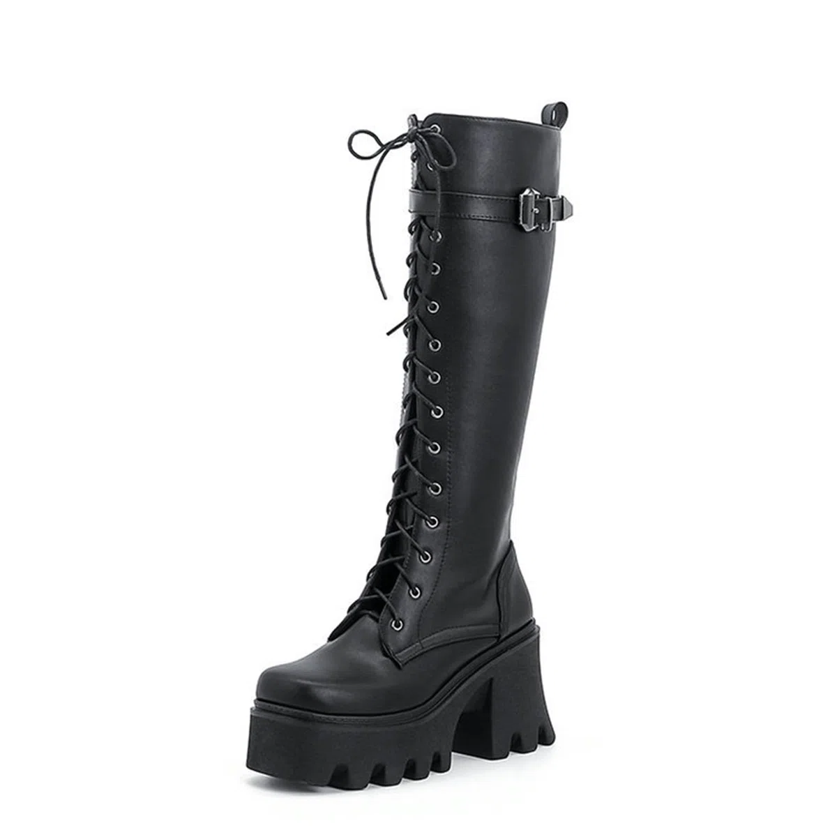 9CM/ 3.54IN Nuevo otoño e Invierno con Cordones Botas Altas Suela Gruesa tacón Grueso Super High Heel Rider Botas Botas hasta la Rodilla
