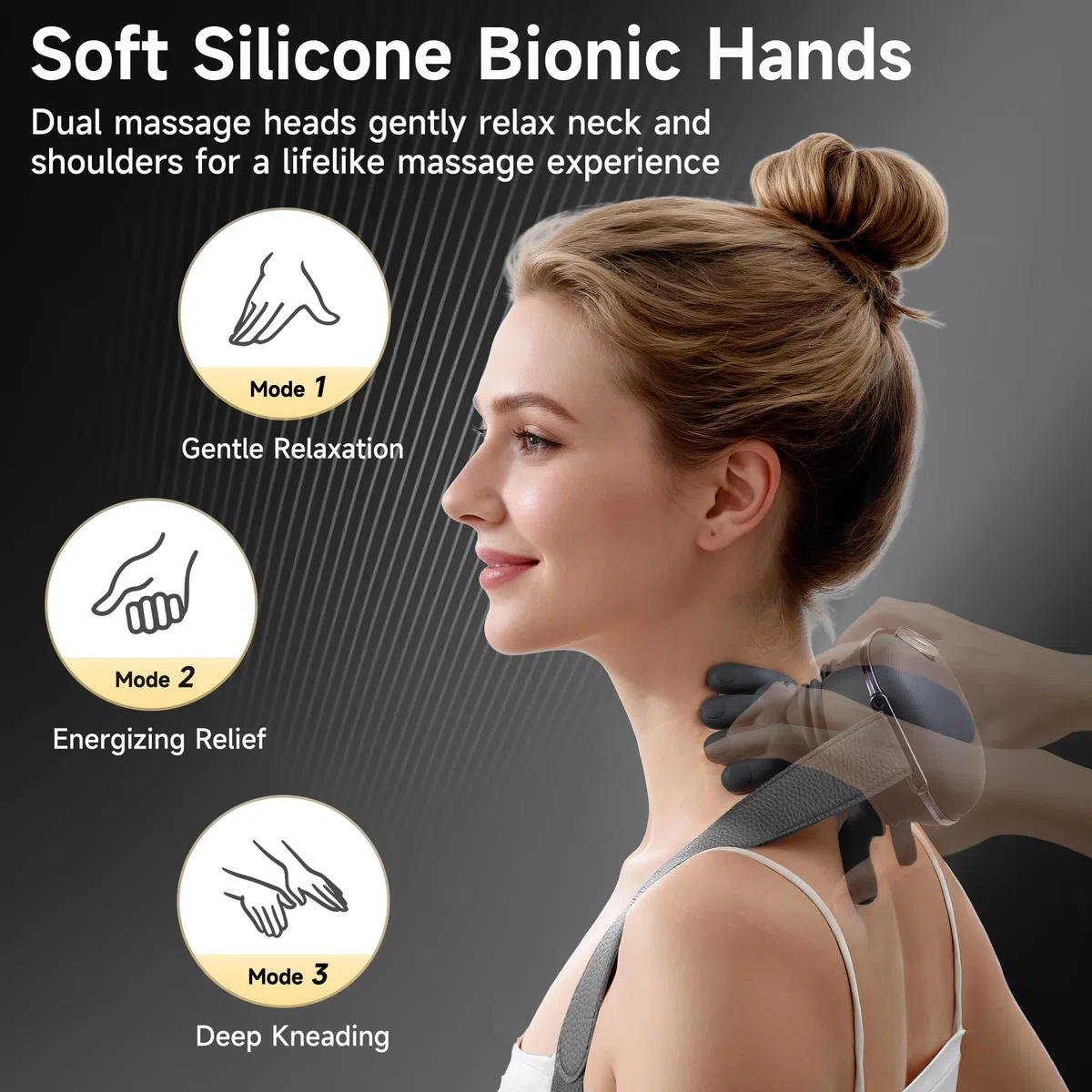 Mano Masajeador Shiatsu Cuello y Cervicales - yorraka 3 Modos y 2 Niveles de Calor Neck Massager - Masaje Cuello con Calor - Masaje Cervicales Inalambrico - Para Casa, Oficina, Viajes