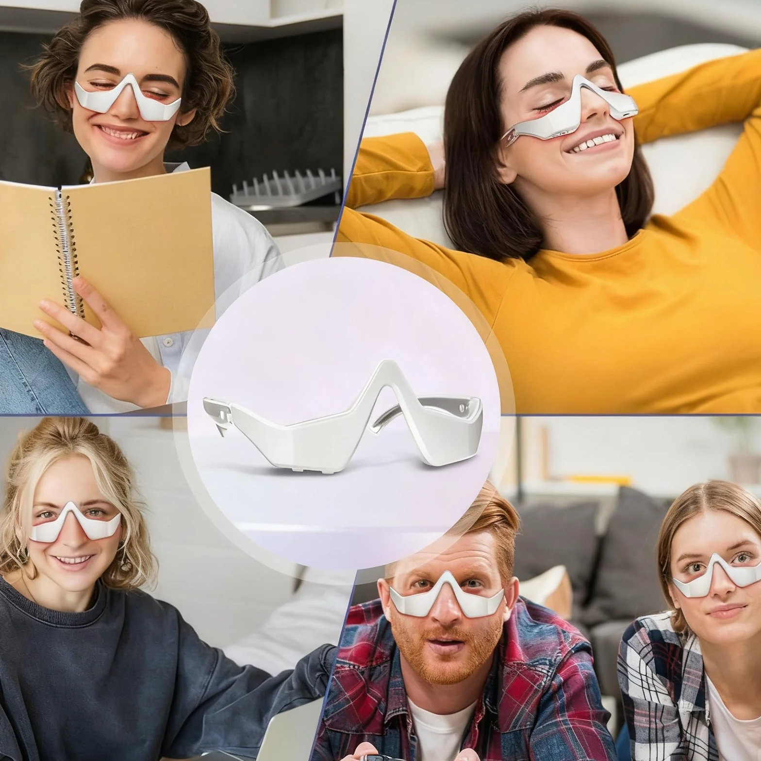 Gafas de Terapia de Luz Roja para Ojos, Dispositivo contra Ojeras, Bolsas & Fatiga, Masajeador Ocular LED Recargable 3 Modos, Regalo de Belleza Portátil para Mujer/Hombre
