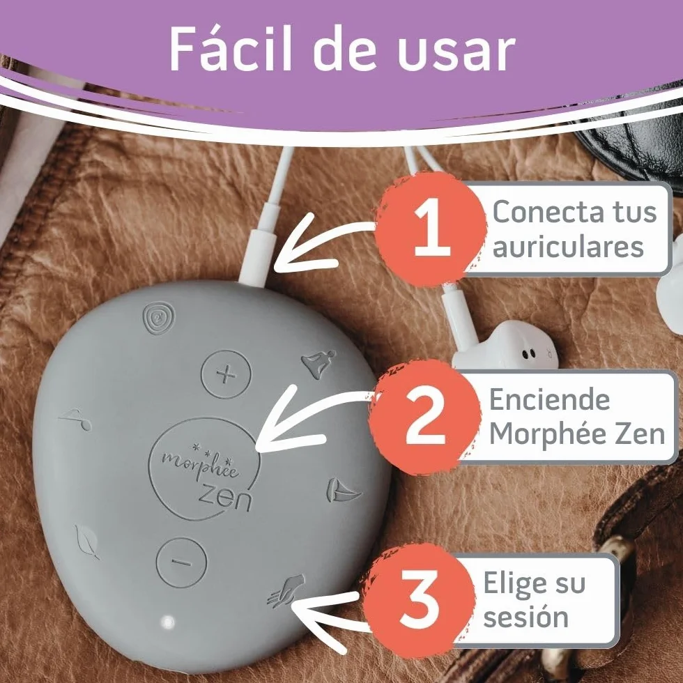 Morphée Zen | La Maquina de Meditación para la Relajación Instantánea | Antiestrés, Relajación Profunda, Portátil | Musica Relajante, Sesiones de Meditación, Ruido blanco | 72 sesiones en 4 idiomas