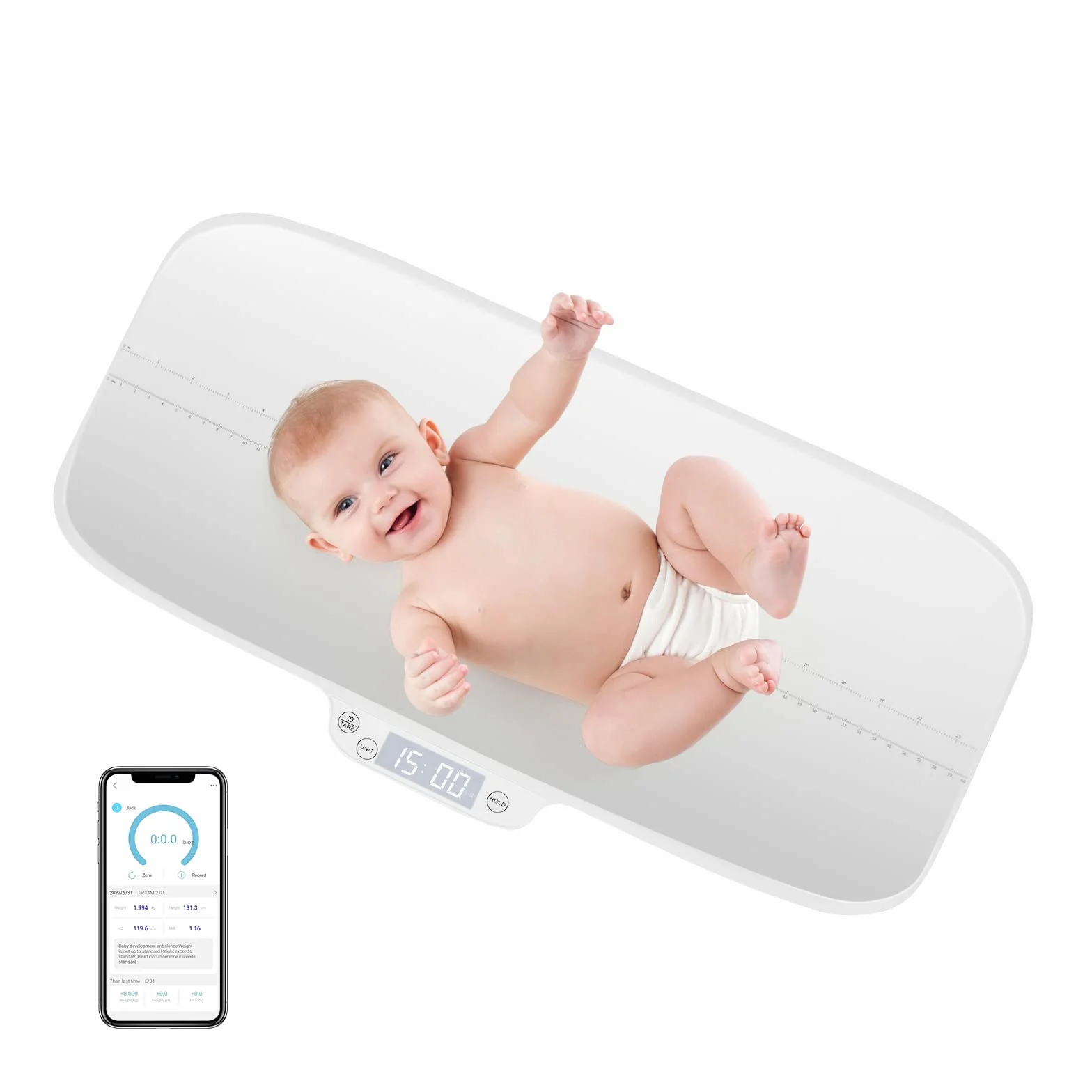 GOPLUS Báscula digital para bebé inteligente con función de sujeción y tara, pantalla LED, para mascotas y cuna