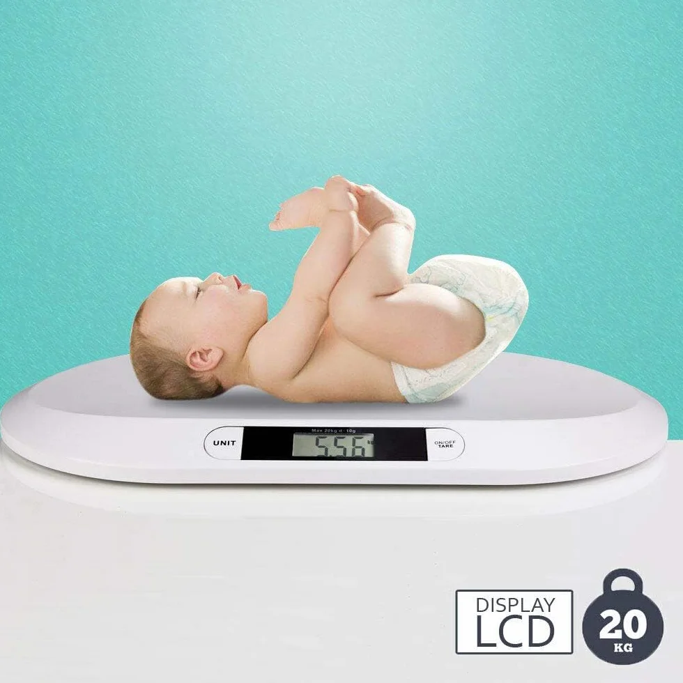 Báscula electrónica de peso para niños recién nacidos 20 kg/44 lb LCD blanco