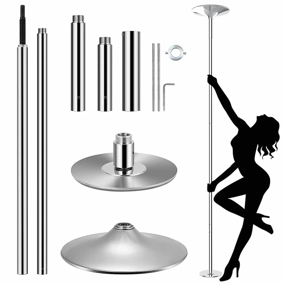 Roluck Pole Dance Tanzstange, 45 mm Durchmesser Einstellbare Länge Professional Stangentanz Set, Tragbar Abnehmbar Tabledance Strip Stange mit Statisch + Spinning-Funktion Roluck…