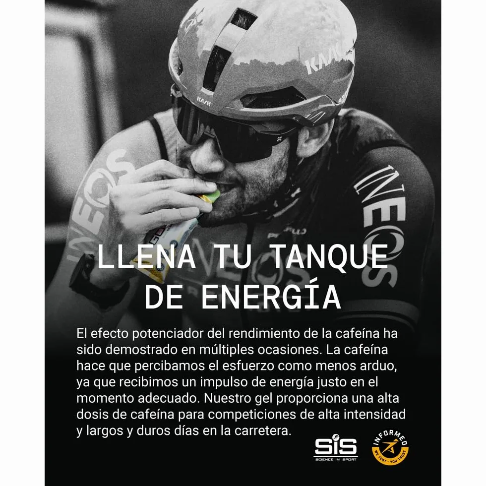 Science in Sport GO Energy + Caffeine 30x60ml Cola Gel 150mg cafeína 22g carbohidratos Energía deportes resistencia