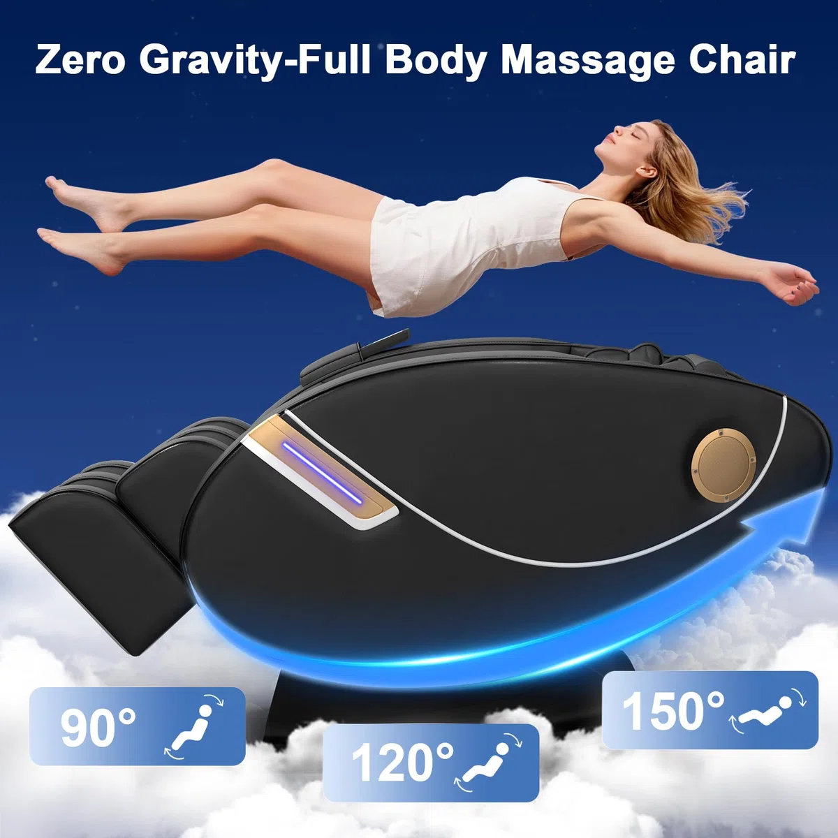 Sillón de Masaje con 14 Puntos de Masaje y 8 airbags, calefacción Lumbar y para Las piernas, Altavoz Bluetooth, Masaje con Rodillos para los pies, sillón de Masaje eléctrico
