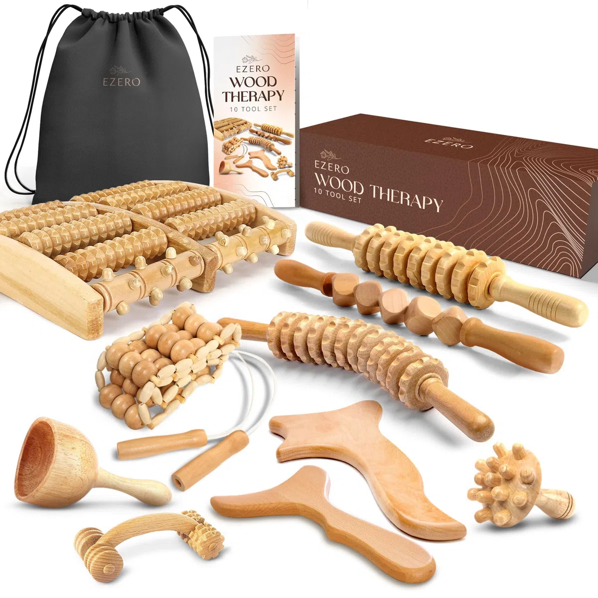 Ezero Maderoterapia Kit Maderoterapia Corporal 10 Piezas - Masajeador Anticelulitico, Rodillo Masaje Muscular, Ventosa Celulitis, Masajeador Celulitis Piernas Y Gluteos
