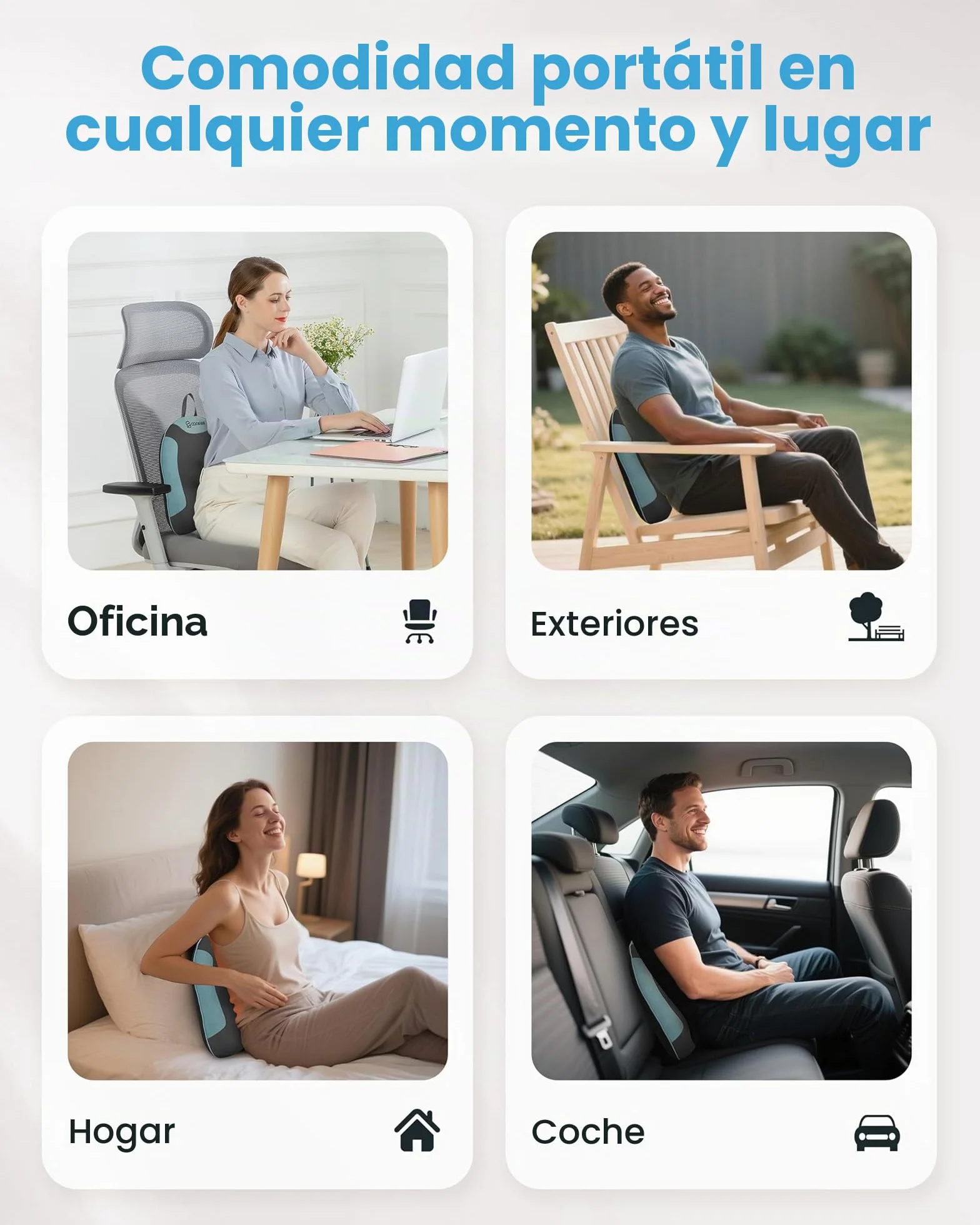 COMFIER Masajeador Cervical y Espalda Inalámbrico con Calor, Cojín de Masaje Shiatsu para Aliviar Dolor de Cuello y Hombros