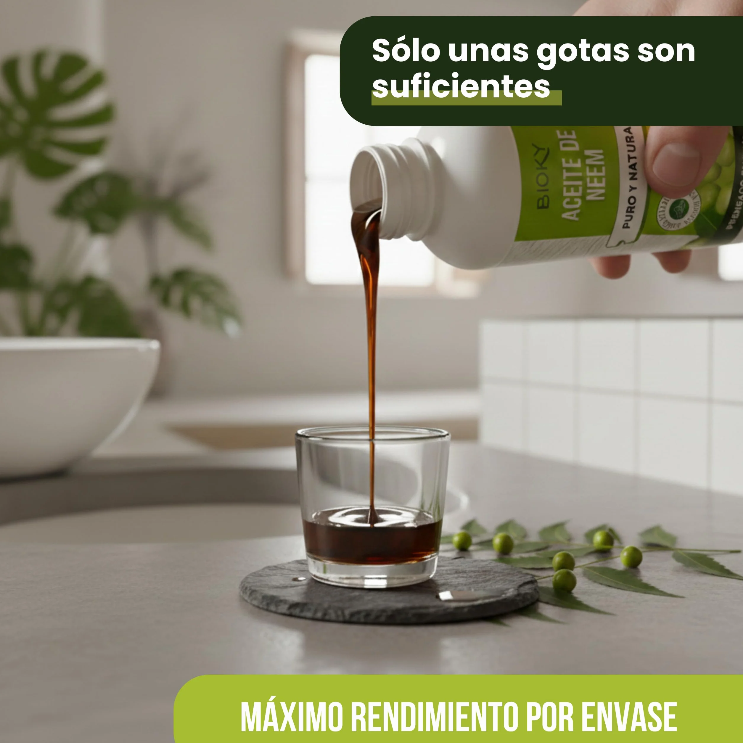 Bioky Aceite de Neem 2 Litros (Pack 1L + 1L) Puro y Natural - Extraído 1ª Presión en Frío Aceite Multiusos