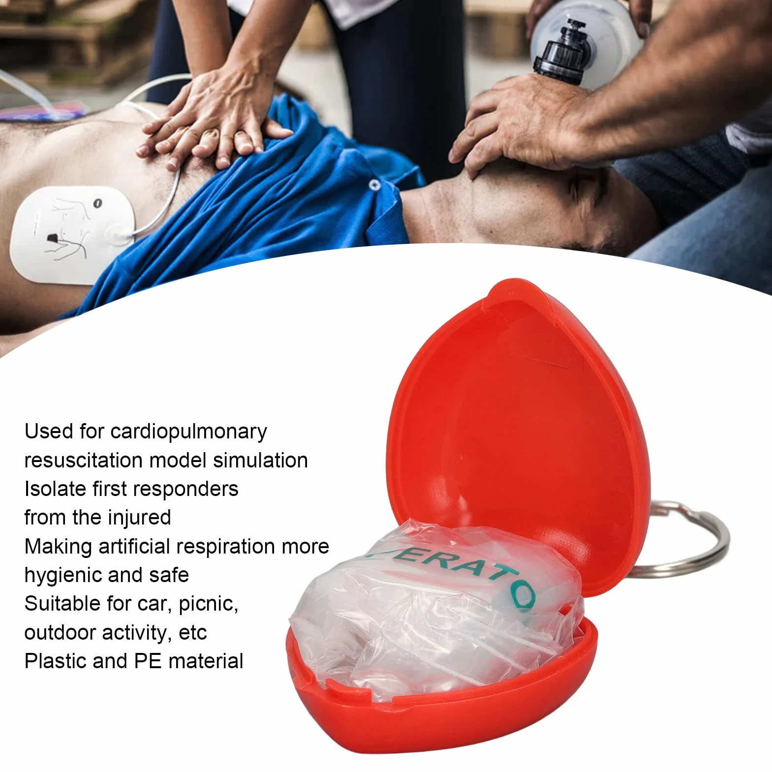 6 Piezas Mascarilla de Rescate de Primeros Auxilios RCP, Protectores Faciales para RCP con Válvula de una Vía Llavero Portátil de Bolsillo con Cubierta Facial para Niño Adulto