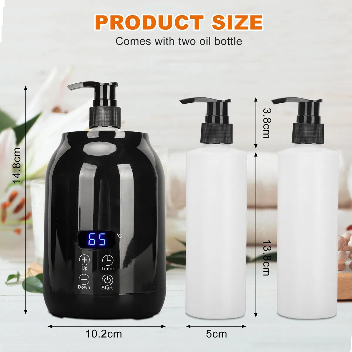 Calentador de Aceite de Masaje, Calentador de Loción de Masaje, Calentador de Aceite Esencial, Loción de Aceite Caliente, Calentador Aceite Masaje Pantalla, LED Control Táctil Ajuste, Negro(EU)