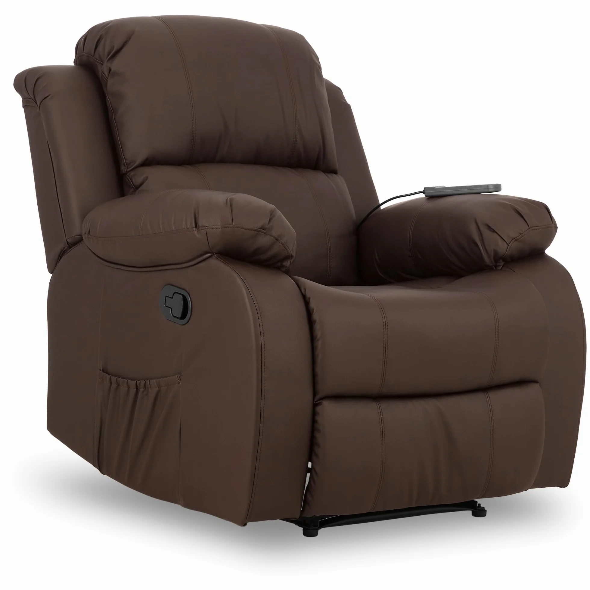 Don Descanso Sillón Masaje Relax Calor Trevi Choco Reclinable 160º 8 Motores Silenciosos Calor Lumbar Masaje 4 Zonas PU Anti-Cuarteo