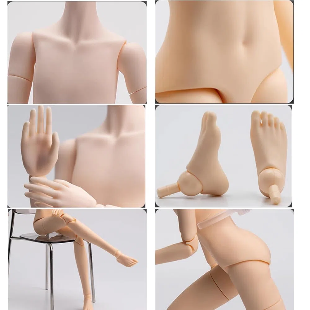 Cuerpo de muñeca de PVC de 21cm, Cuerpo articulado móvil para OB24, GSC, Accesorios para Cabeza de muñeca BJD, Juguetes de Mano de Repuesto (Normal Skin+Hands)