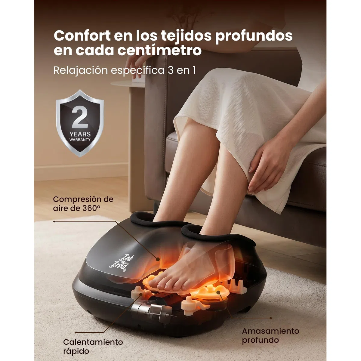 Bob and Brad Masajeador de pies con Calor, Amasado, Compresión y Mando a Distancia, Masajeador de Pies Eléctrico para Fascitis Plantar, Regalos para Hombres y Mujeres