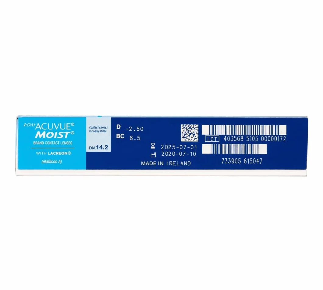 Acuvue 1-DAY ACUVUE MOIST Lentes de Contacto Reemplazo Diario Protección UV 90 lentes -3.75 8.5
