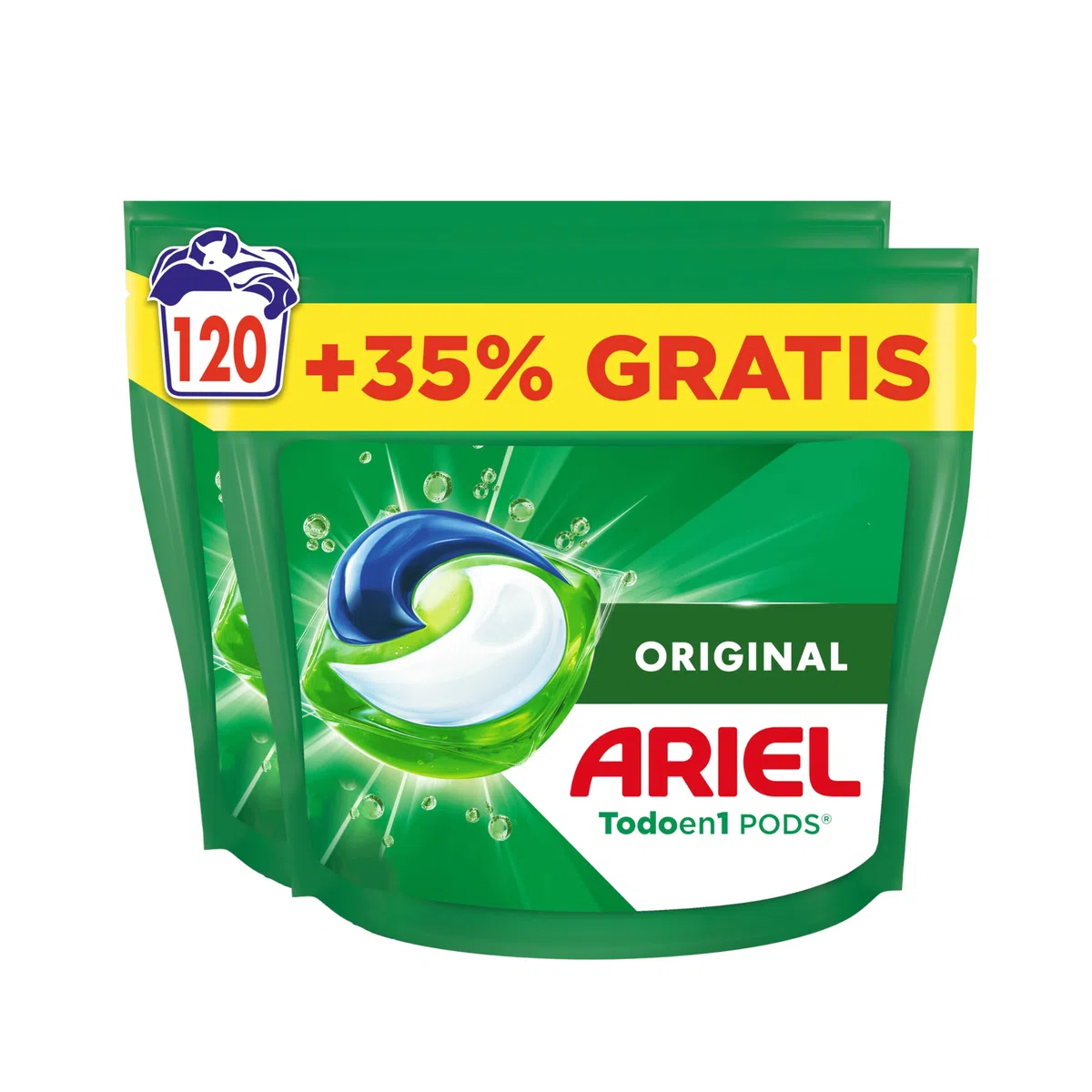 Ariel Todo En 1 PODS, Detergente Lavadora Liquido 120 Capsulas/Pastillas, Original, 5 Acciones Para Una Limpieza Increíble