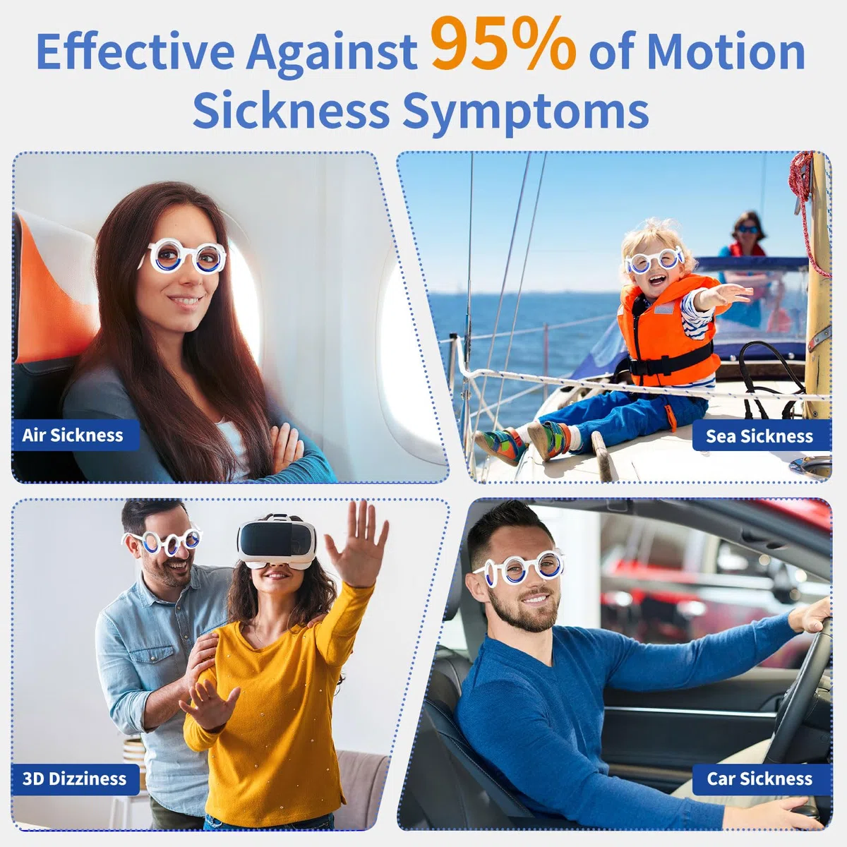 Hion Gafas inteligentes antimovimiento, ultraligeras y portátiles, para aliviar las náuseas, para deportes de viaje, juegos (XIN-1 glasses-DE-2)