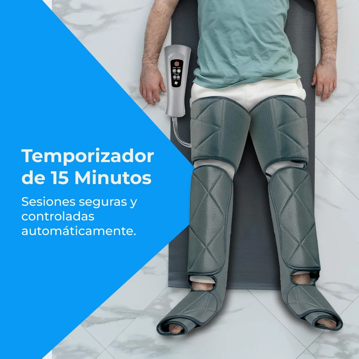 Masajeador de Piernas con 6 Modos de Masajes, Mando 4 Niveles, Temporizador, Calor, Compresión de Aire