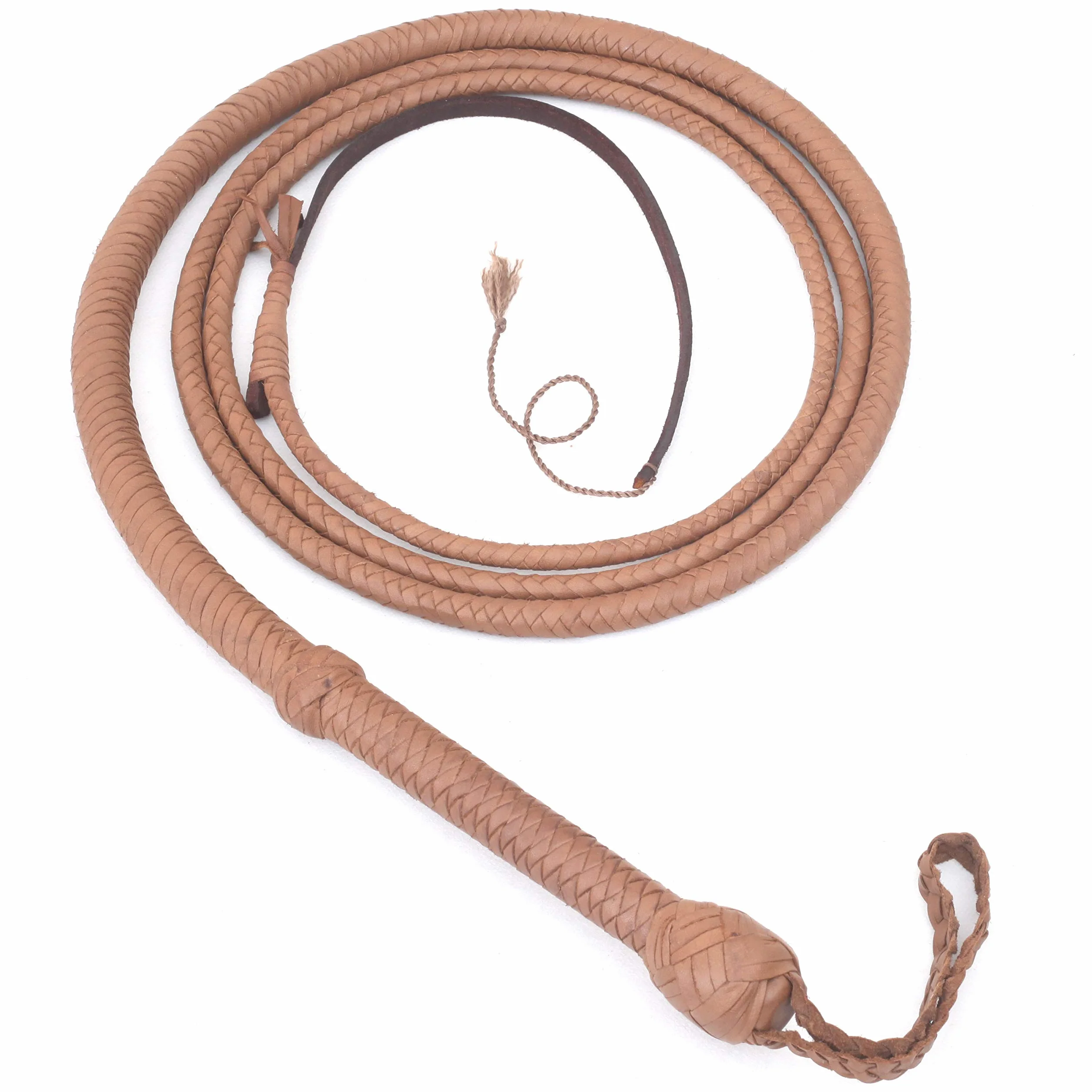 Indiana Jones Style Natural Tan Brown Leather Bullwhip Real Cowhide Leather Bull Whip