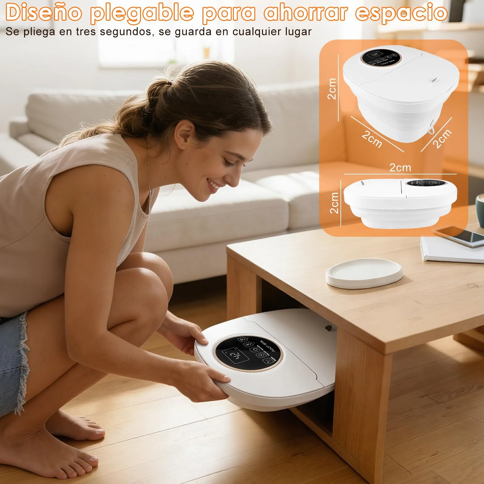 Masajeador de Pies Plegable con Calefacción, Control Remoto, Burbujas, 24 Temperaturas, 6 Temporizadores