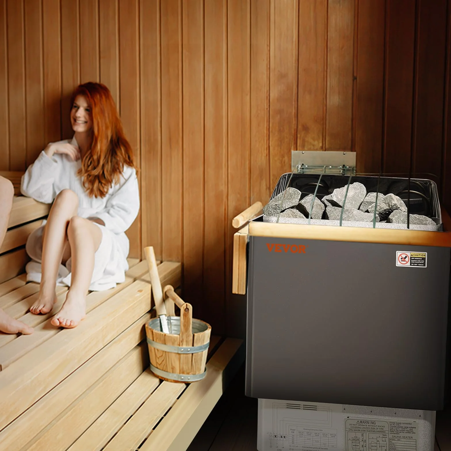 VEVOR Calentador de Sauna Eléctrico Portátil 8kW 400V 3N Controlador Digital 110°C para Sauna 8-12 m³