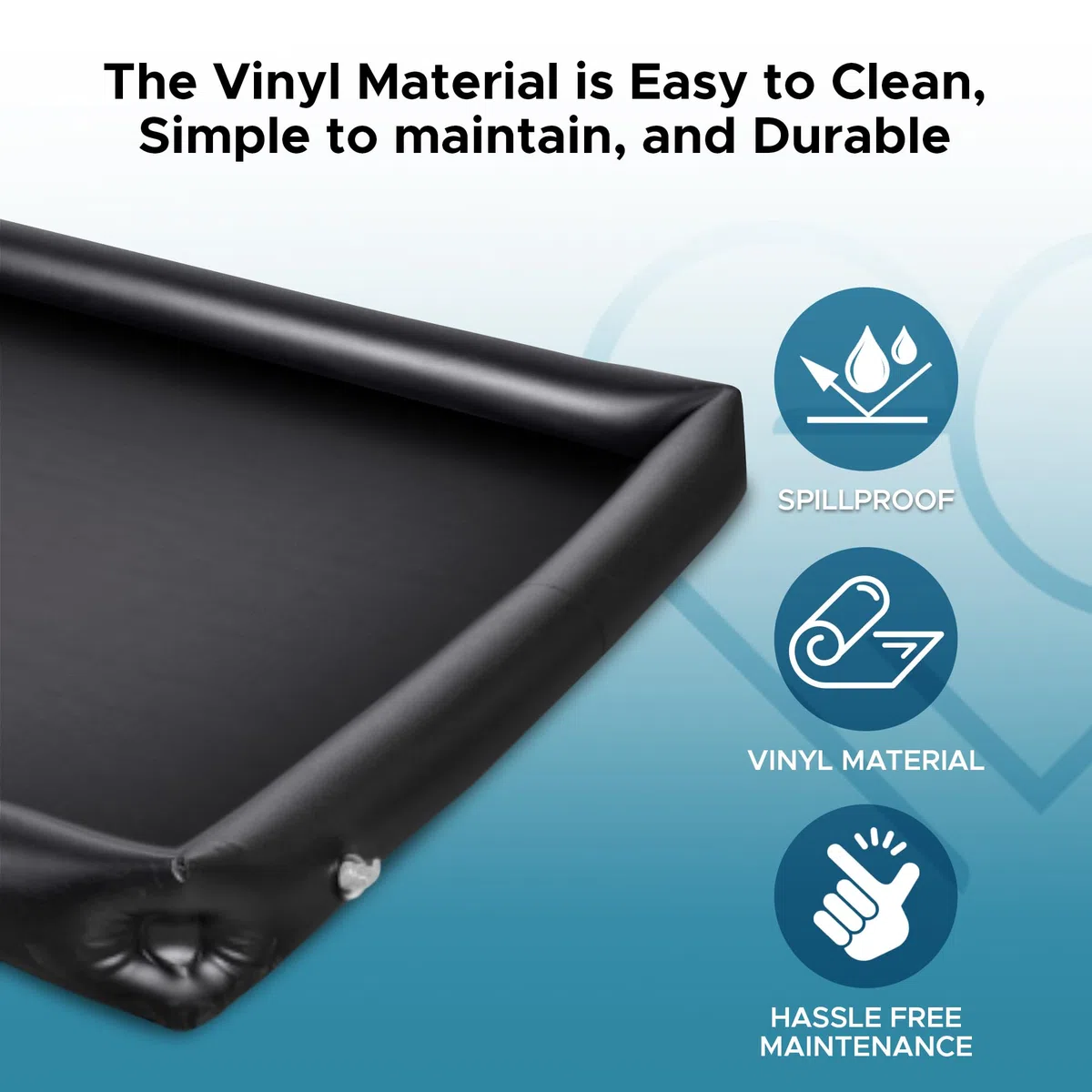 EROTICGEL Sábana de Masaje Inflable, lámina Impermeable de PVC Duradera Negra con Lados inflables, 205cm x 156cm x 12cm, sábanas de Terapia de Masaje Nuru
