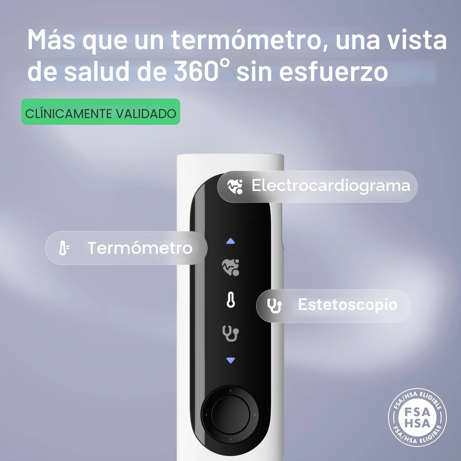 WITHINGS BeamO Termómetro Digital Inteligente sin Contacto MultiScan 4 en 1 Monitor ECG Oxímetro de Pulso Estetoscopio Digital