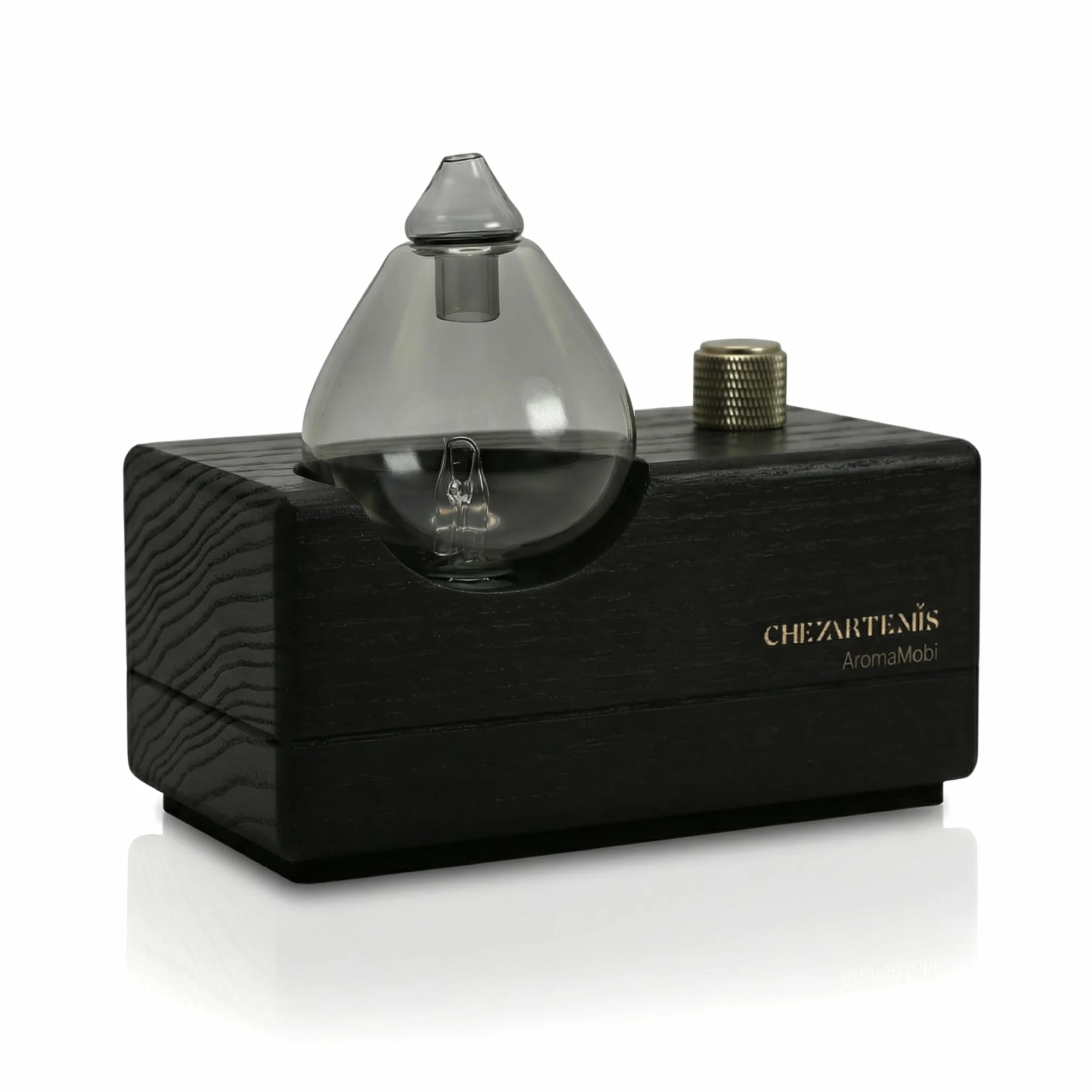 Black Obsidian Difusor Aceites Esenciales Sin Agua, Nebulizador Aromaterapia Vidrio Ahumado y Madera Negra, Ambientador Moderno Inalámbrico Recargable, Decoración artística para Hogar Oficina y Yoga