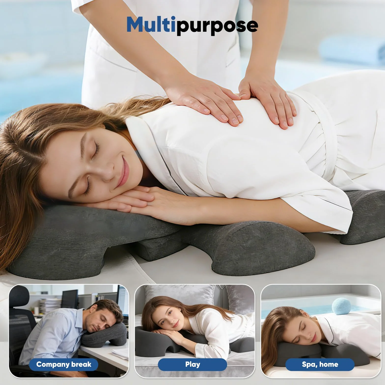 Juego de reposacabezas de masaje, cojín de pecho y cojín facial, suave y cómodo, reposacabezas de masaje para el pecho, cabecero de masaje para cama, salones de belleza, spa, hogar