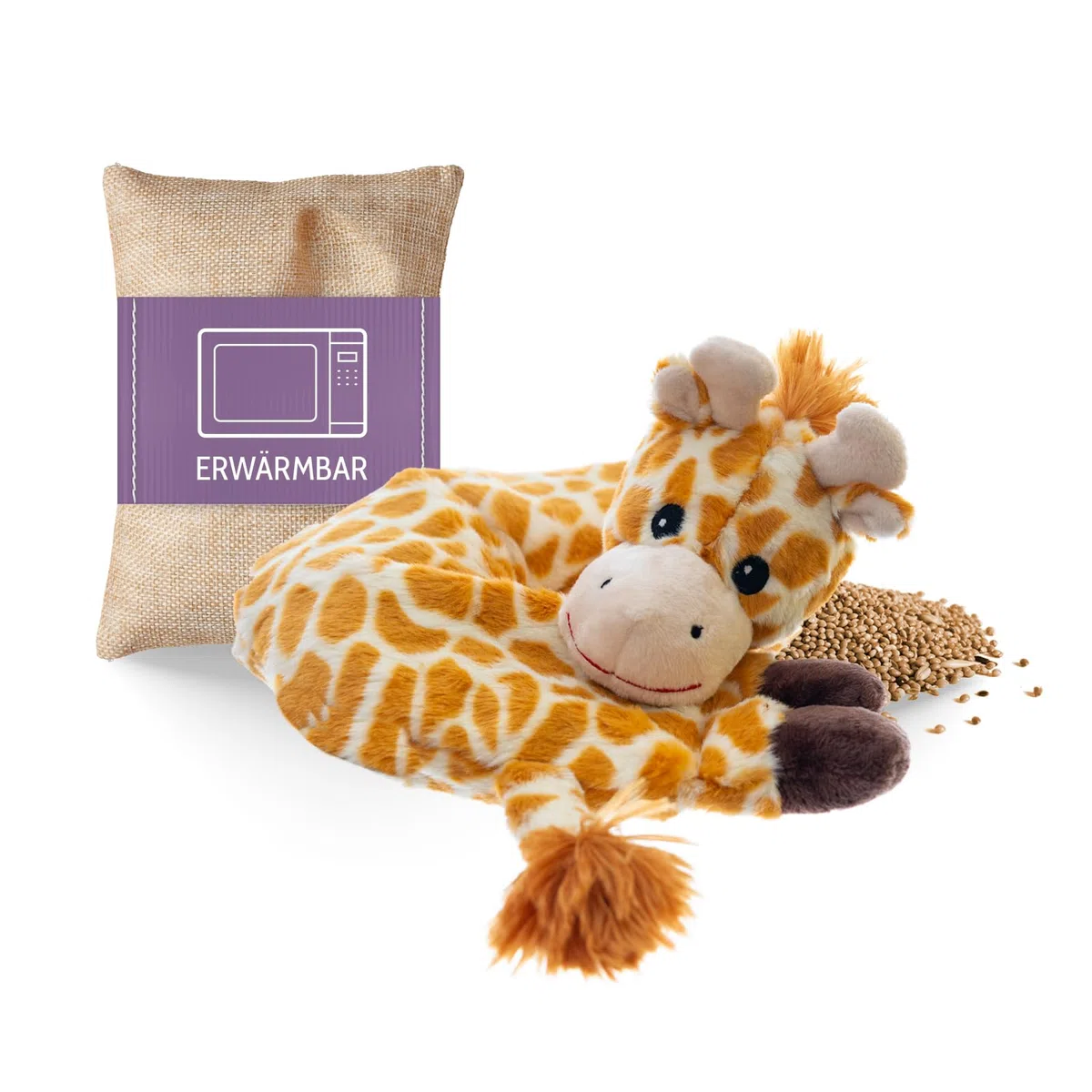 Habibi Plush Premium - Almohada cervical con forma de jirafa con cojín térmico para microondas