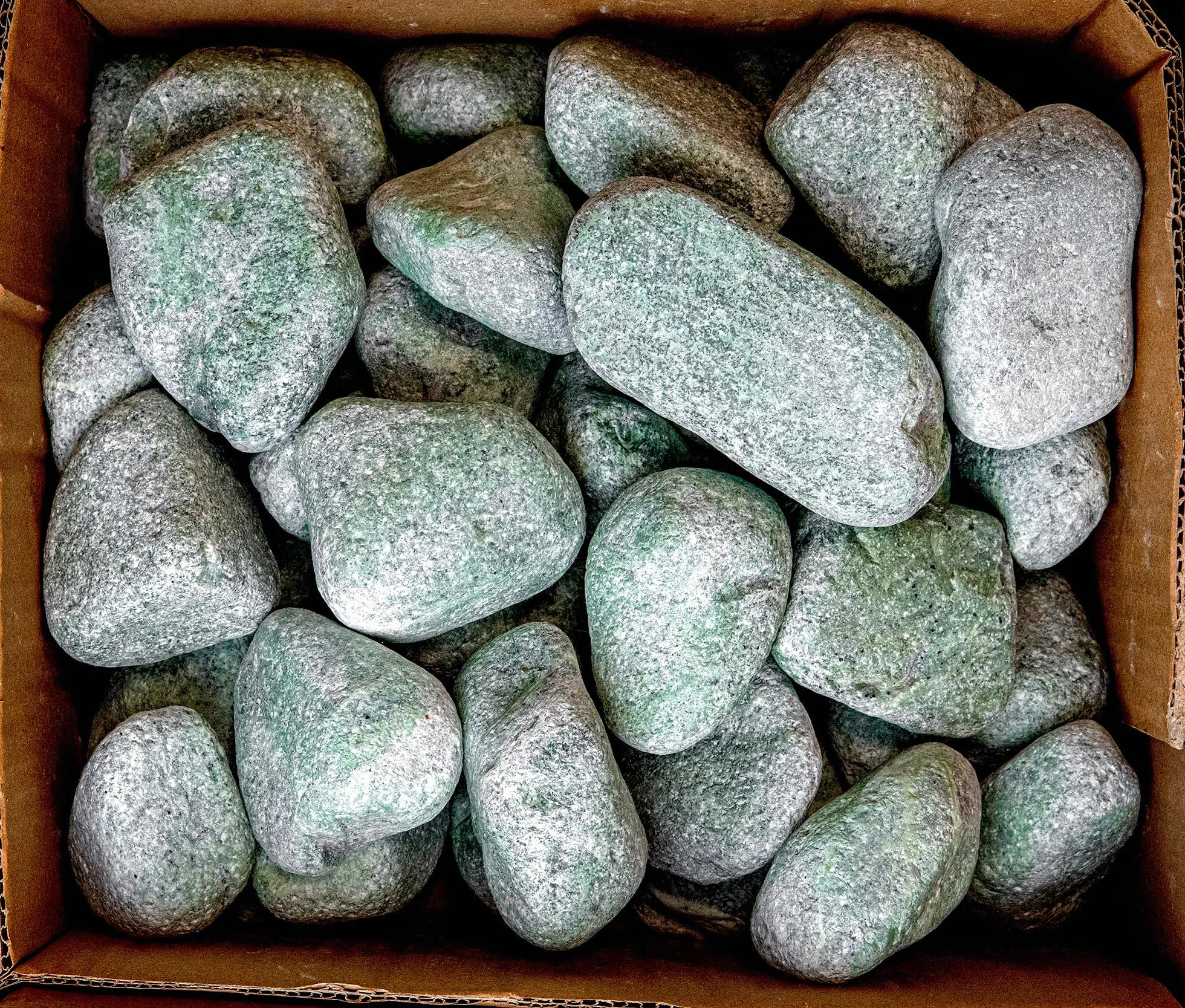 Piedras para sauna de jadeíta, 15 kg, redondeadas, 5 – 10 cm, máxima durabilidad, calor duradero, para estufas eléctricas y de sauna de madera