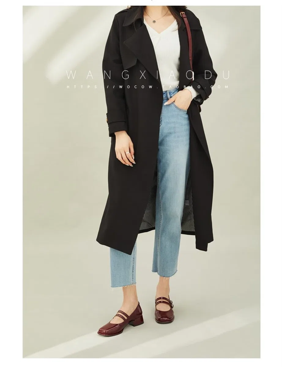 Mary Jane Zapatos Mujer Viento Colegio Retro Moda Cabeza Redonda una Palabra con un Tacón Grueso Tacón Medio Alto