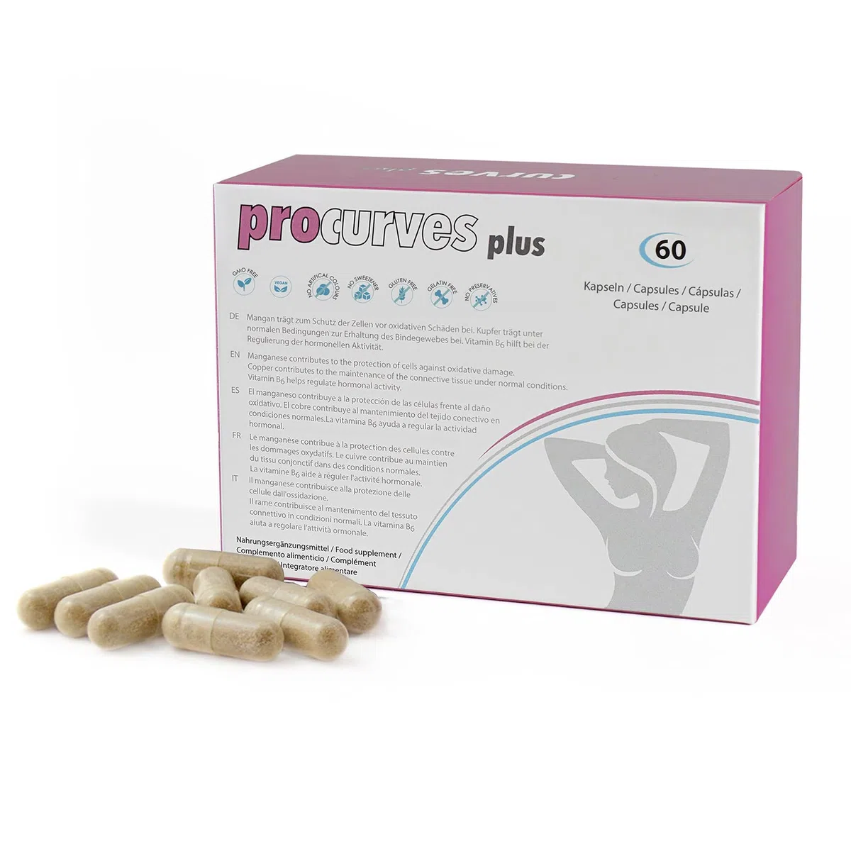 3 Procurves Plus + 3 Procurves Cream: Cápsulas y Crema para aumentar el pecho y reafirmarlo