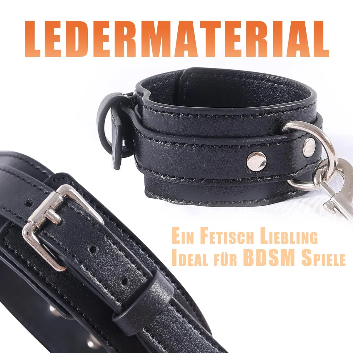 Conjunto BDSM Bondage Esposas de Cuero Buttplug de Metal Collar Fetichista Gancho Anal Conjunto de Bondage Extremo con Esposas Gancho Anal Juguete Sexual Erótico SM para Parejas Mujeres y Hombres