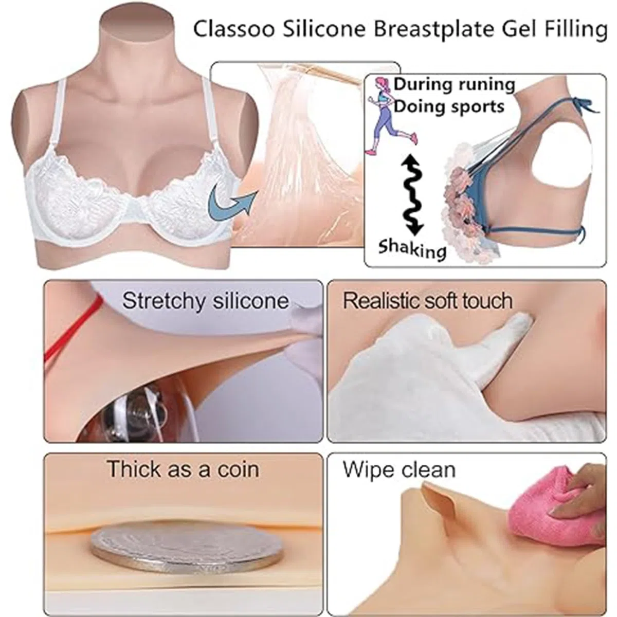 Pechos Silicona Realista,Pechos De Silicona Tetas Falsas Relleno Algodón C Cup, Tetas de silicona realistas Pechos silicona, Cosplay Senos Artificiales Mamarios transexuales, Amarillo asiático