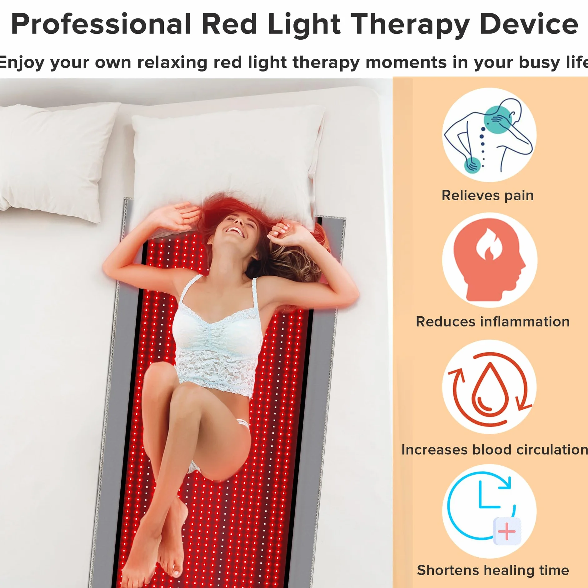 Tapete de terapia de luz roja para todo el cuerpo, tapete entero de 71 x 34 pulgadas, manta roja, 660 nm 850 nm infrarrojo cercano