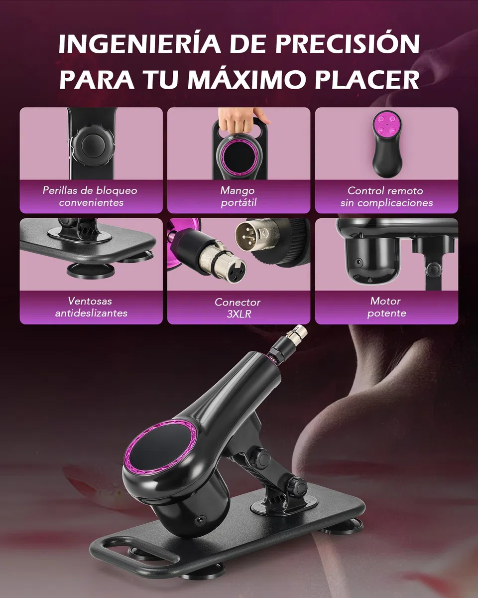 SENSUA Máquina Sexual Automática Máquina Sexual con Empuje con 7 Accesorios y Control Remoto, Diseñada para Mujeres, Hombres y Parejas, Sex Machine Ajustables para Masaje Vaginal, Anal y Masturbación