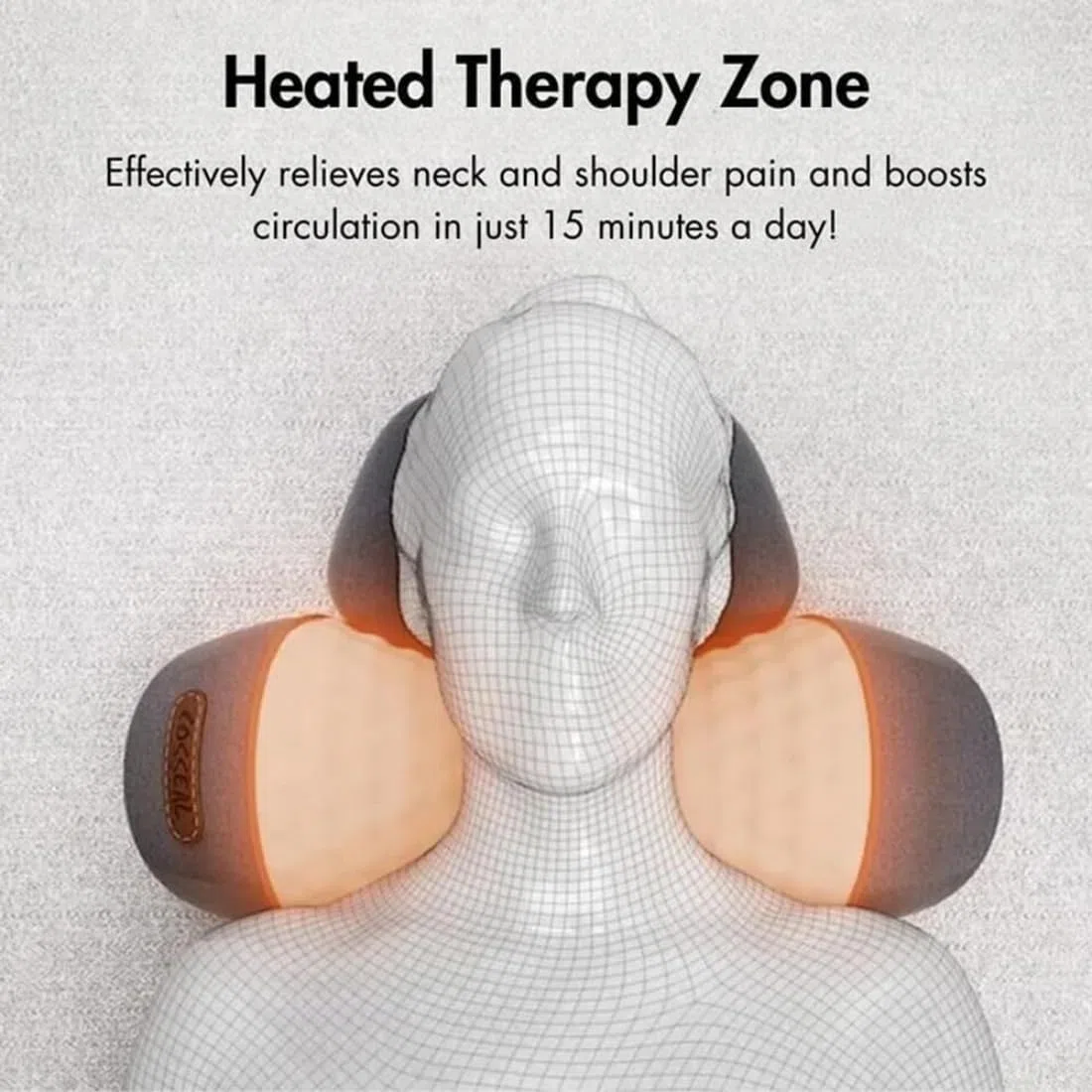 Almohada de Masaje Cervical, Masajeador de Cuello y Hombros con Calor, Masajeador Cervical Electrico, Vibración, Tracción de Cuello, Calefacción, Intensidad Ajustable (Gray)