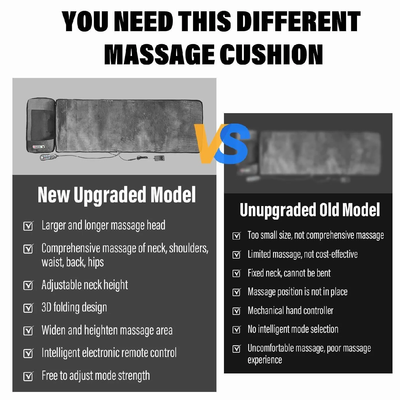 Colchoneta De Masaje De Cuerpo Completo 50x165cm,colchón De Masaje Inteligente De 9 Velocidades Con Cojín Lumbar Inflable Con Control Remoto,masajeador De Espalda De Cuello Hombros Para Aliviar