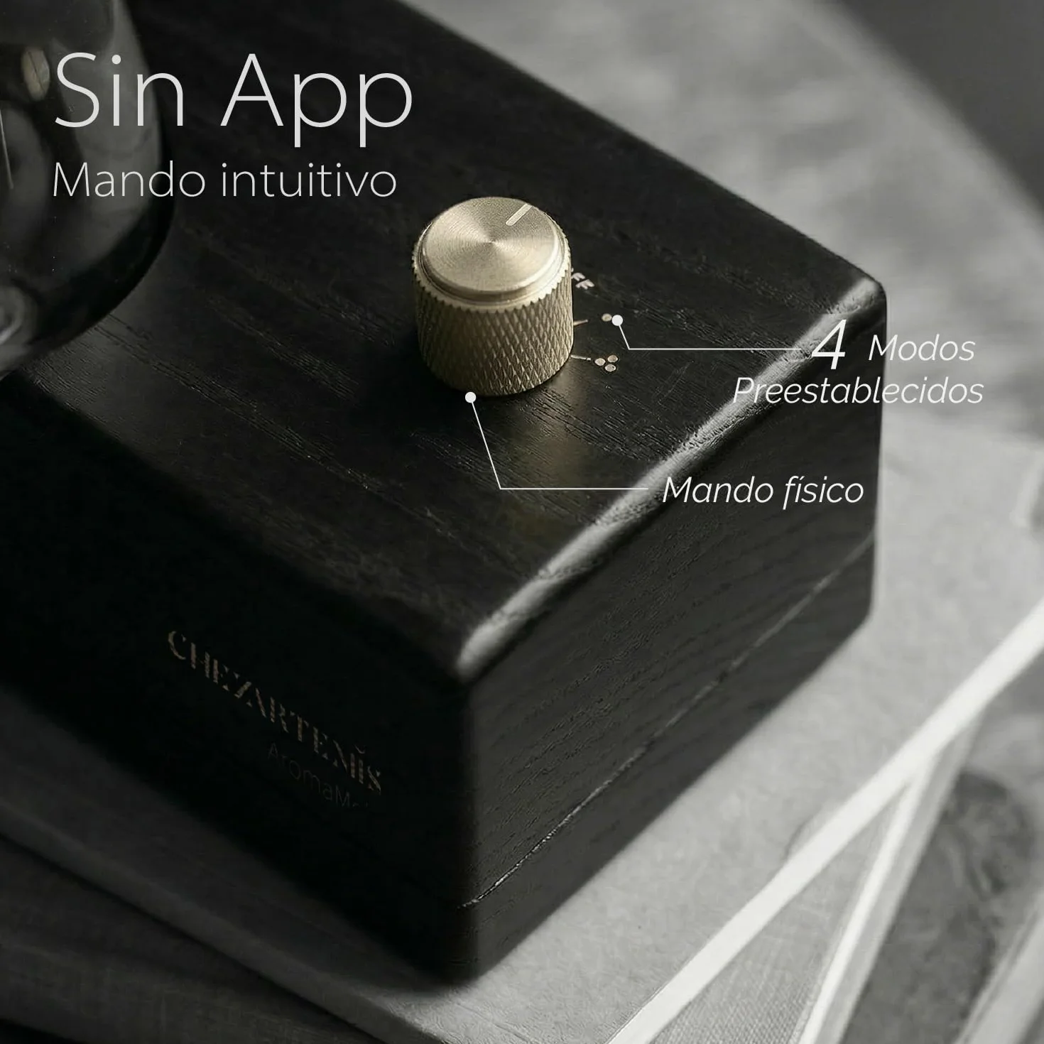 Black Obsidian Difusor Aceites Esenciales Sin Agua, Nebulizador Aromaterapia Vidrio Ahumado y Madera Negra, Ambientador Moderno Inalámbrico Recargable, Decoración artística para Hogar Oficina y Yoga