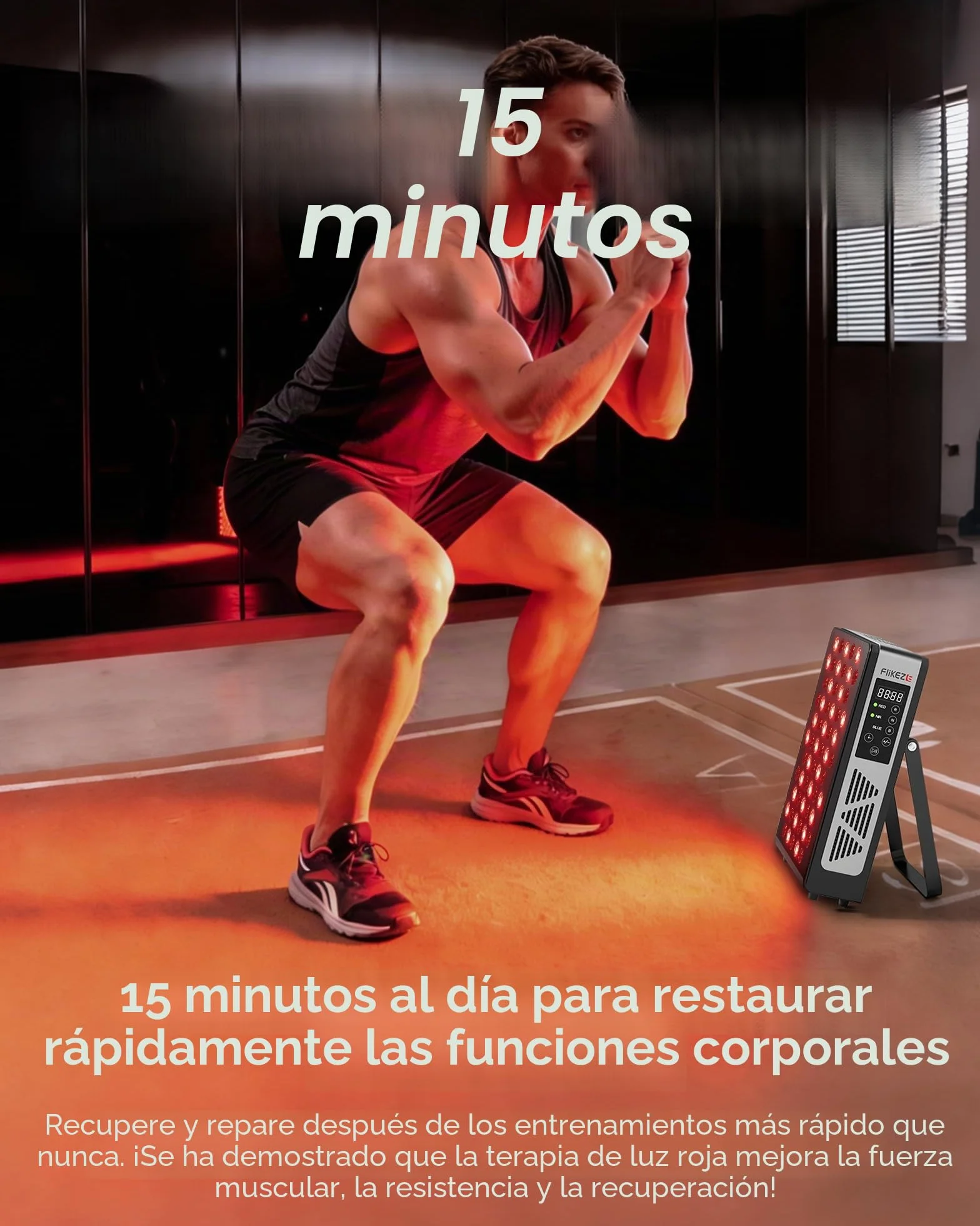 FliKEZE Panel de Luz Roja (Equipamiento Superior), 7 Longitudes de Onda Incluyendo Luz Azul, Luz Roja y Luz Infrarroja Cercana, para Tratar Tejidos Profundos y Superficiales de Manera Dirigida