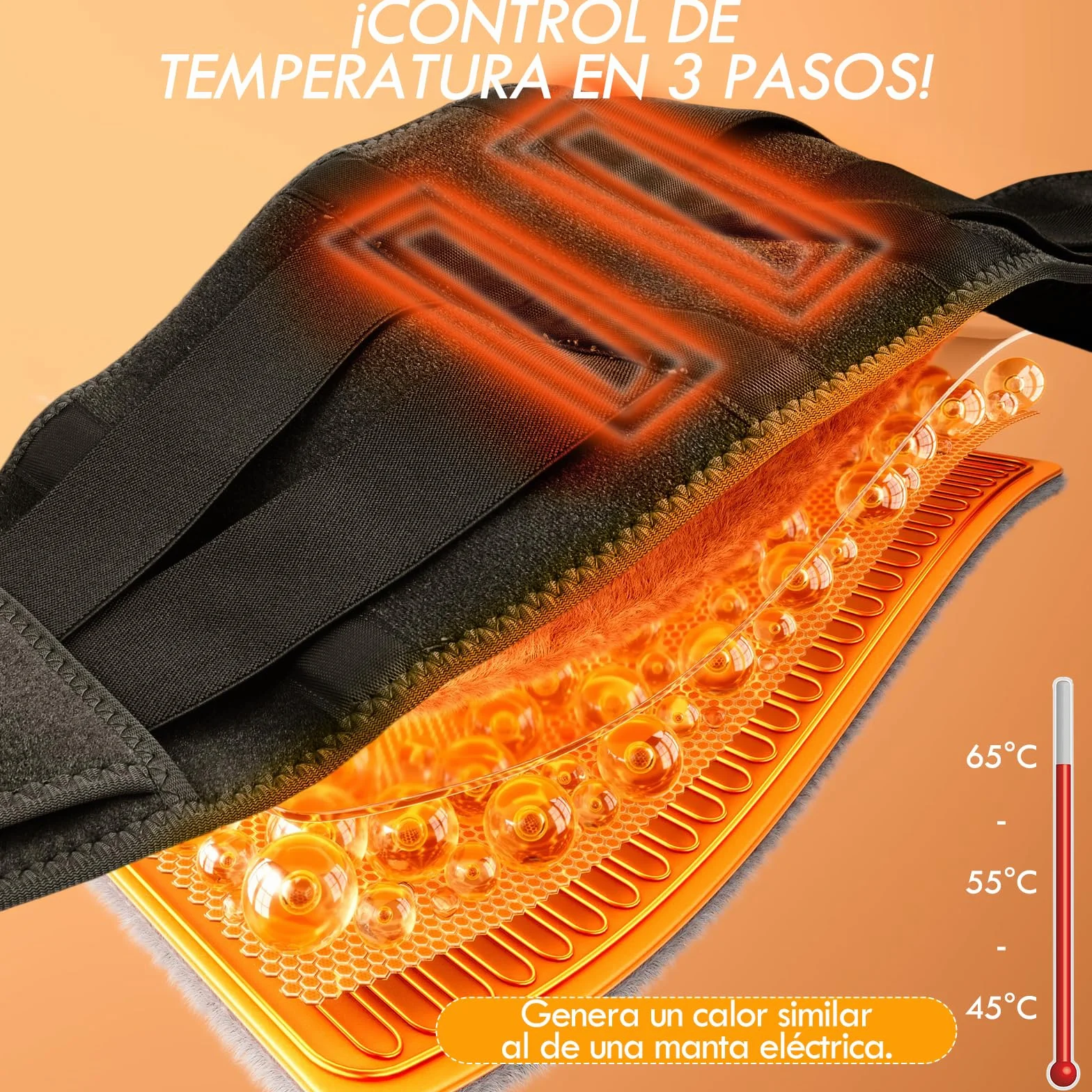 Almohadilla Eléctrica Lumbar, 16000mAh Manta Eléctrica Para Cintura Inalámbrica con 3 Modos De Calefacción Rápida y Masaje, Apagado Automático, para Espalda, Cuello, Hombros y Vientre (Negro)