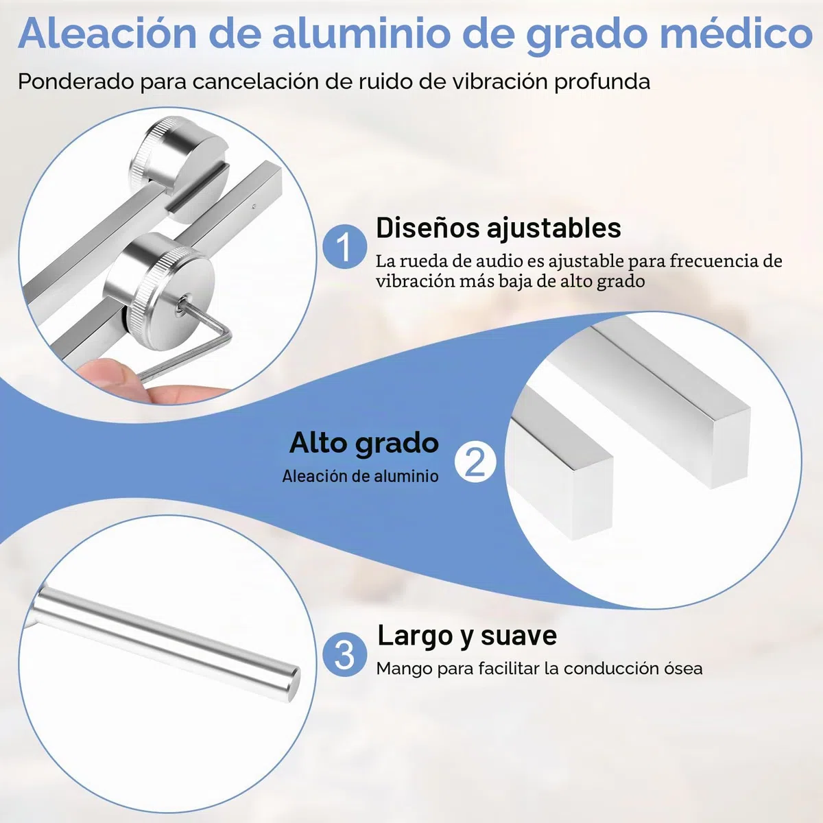 Diapasón, Diapasones Terapéuticos de Aleación de Aluminio(128Hz/256Hz/512Hz/1024Hz) Diapason Musical con Martillo de Silicona y Herramienta de Reparación para Sonido Curación ADN RelajacióN