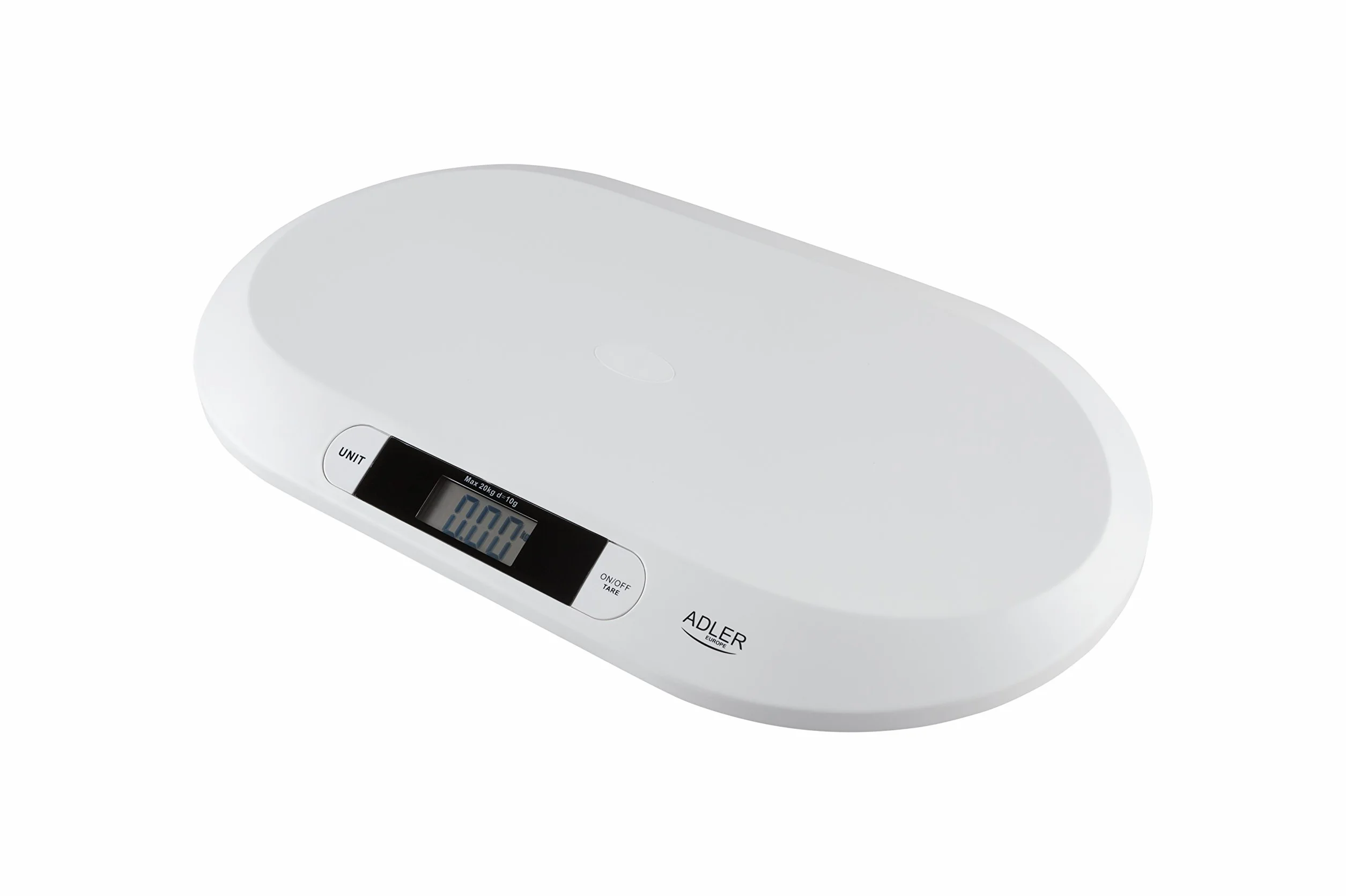 Adler Báscula Bebé Digital 20 kg Pantalla LCD Función Hold Tara Peso Recién Nacidos