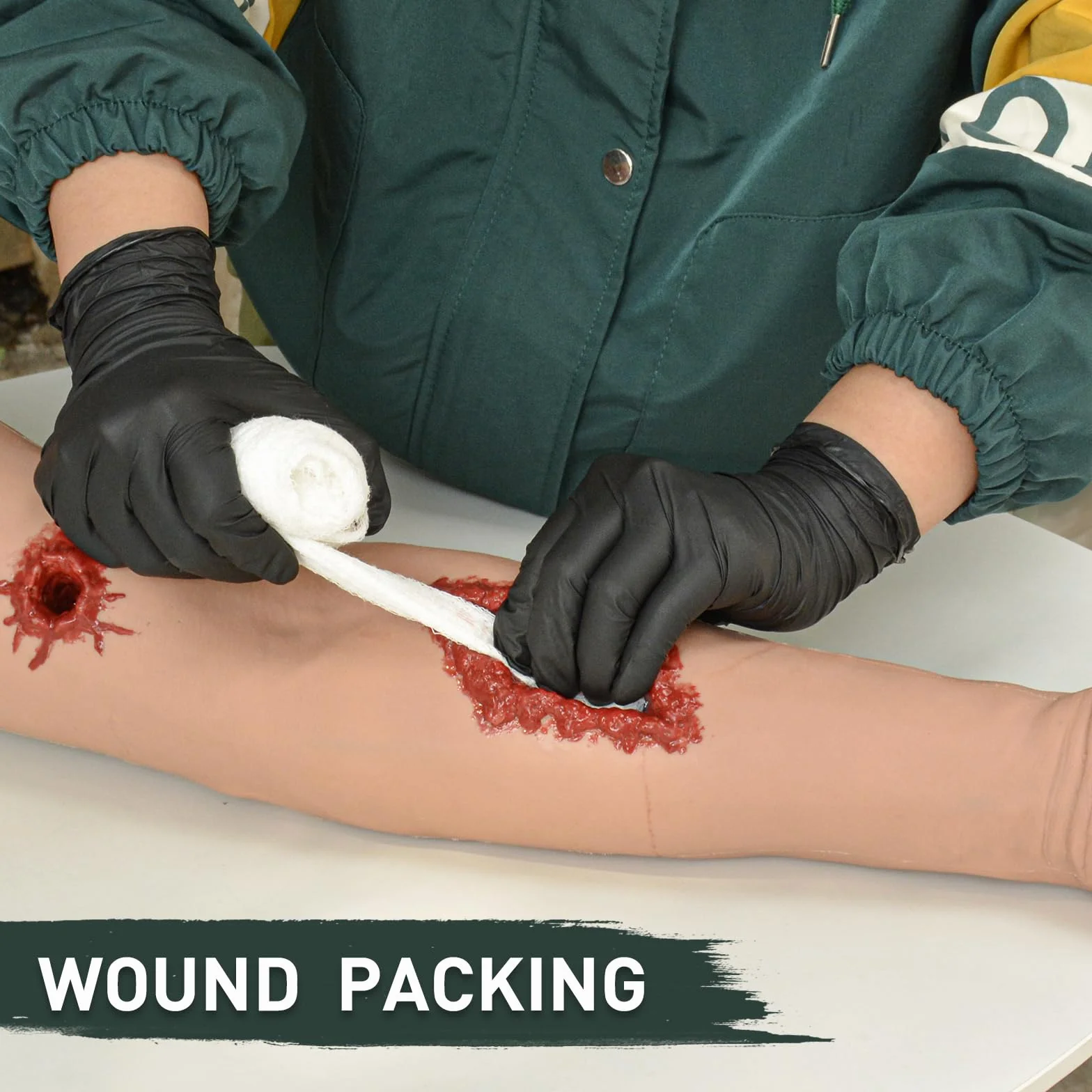 Kit de Entrenamiento de Torniquete y Embalaje de Heridas, Entrenador de Torniquete de Control de Sangrado, Kit de Entrenamiento para Detener el Sangrado para Clases Médicas - Oscuro