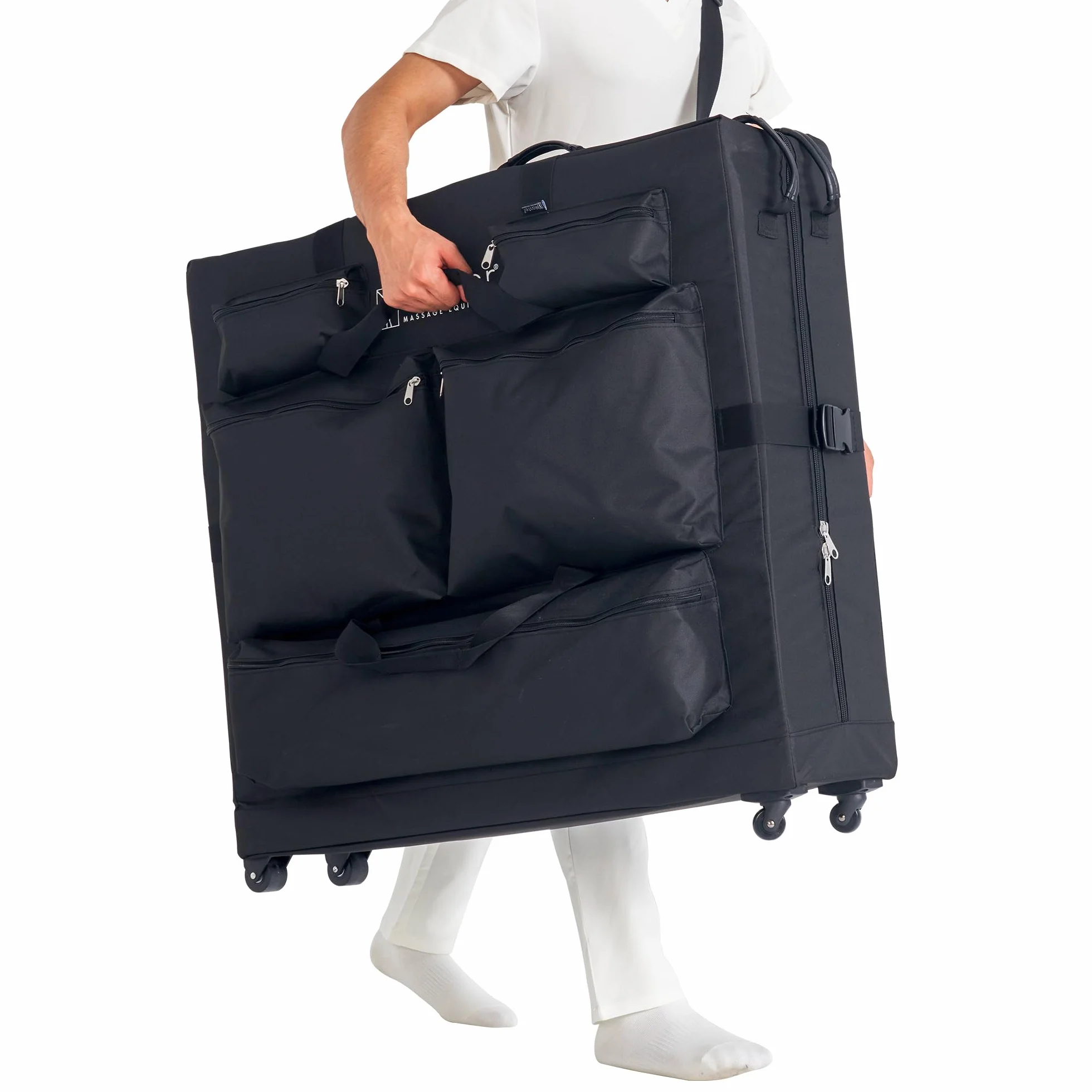 Master Massage Bolsa de transporte para camillas de masaje, nailon, negro con ruedas