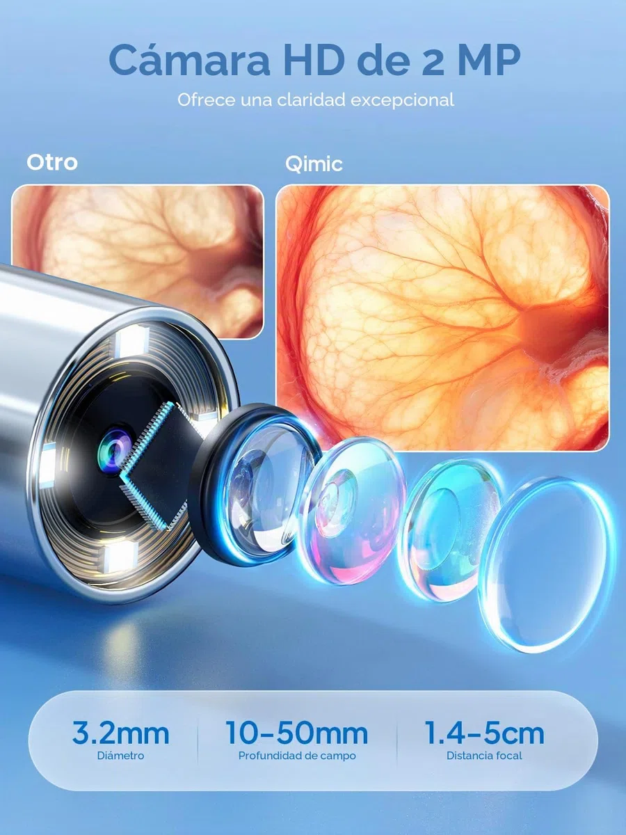 Qimic Otoscopio con IPS de 1,38", Otoscopio de diagnóstico del oído con 4 LEDs, 3 Magnificaciones, Herramienta para el oído Saludable para Adultos Niños Mascotas