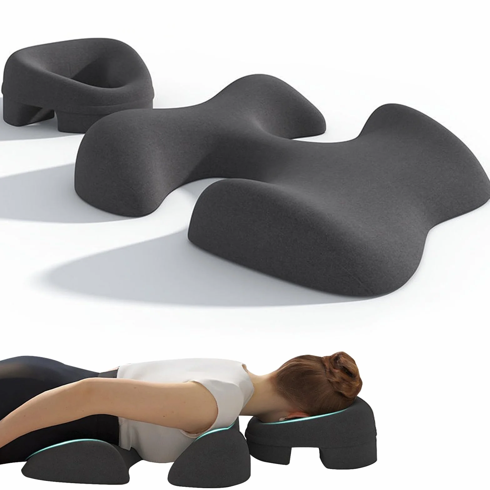 Almohada de Masaje Boca Abajo, Almohada para Dormir con Soporte para el Pecho y la Cara, Viene con una Funda extraíble y Lavable para SPA, Dormir, Black