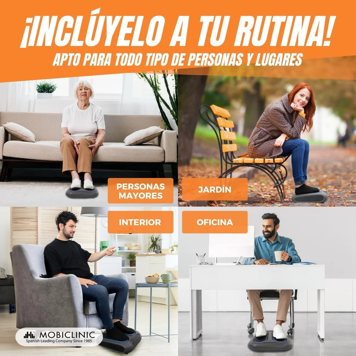 Mobiclinic Masajeador de pies Vibración 10 niveles velocidad 5 programas Control remoto