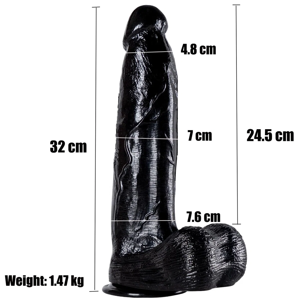32 cm Consolador XXL Gigante Realista y 7 cm de Ancho Diámetro, Consolador Gigante Negro con Ventosa Fuerte, Juguete Sexual Grueso y Grande para Adultos, Hombres y mujeres